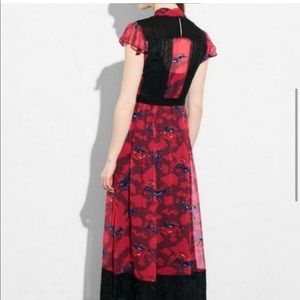 COACH Women’s Size 0  1949 Sequin Horse Red Silk Maxi Lace Dress